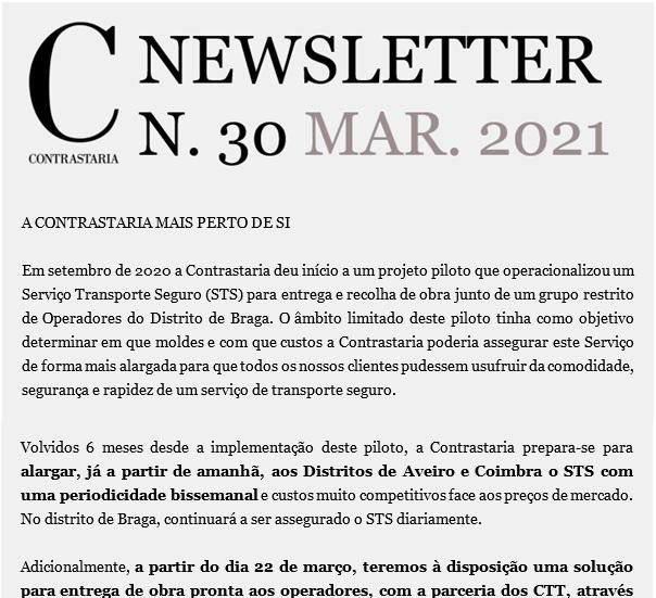 Newsletter 30 - março 2021